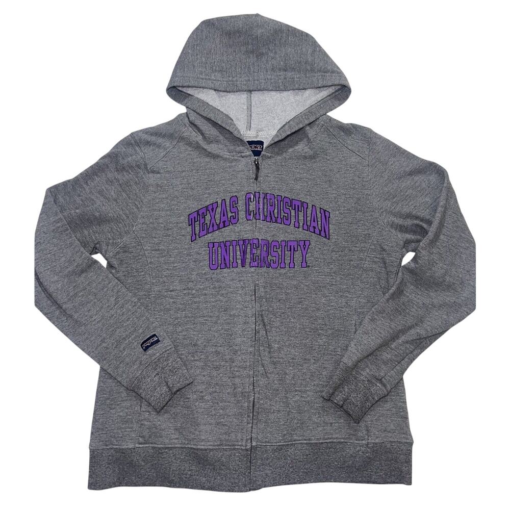 Texas Christian University Hoodie Women’s Size Large Gray Jansport Full Zip TCU